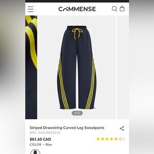 Commense striped wide leg pants with drawstrings *brand new* size small